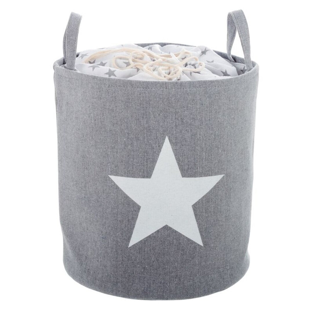 Cesto de Ropa Sucia Plegable con Estrellas, Cesta de Almacenamiento para Baño, Dormitorio o Habitación Infantil, Pongotodo Multiusos Juguetero, Tela Poliester Resistente, Asas Laterales