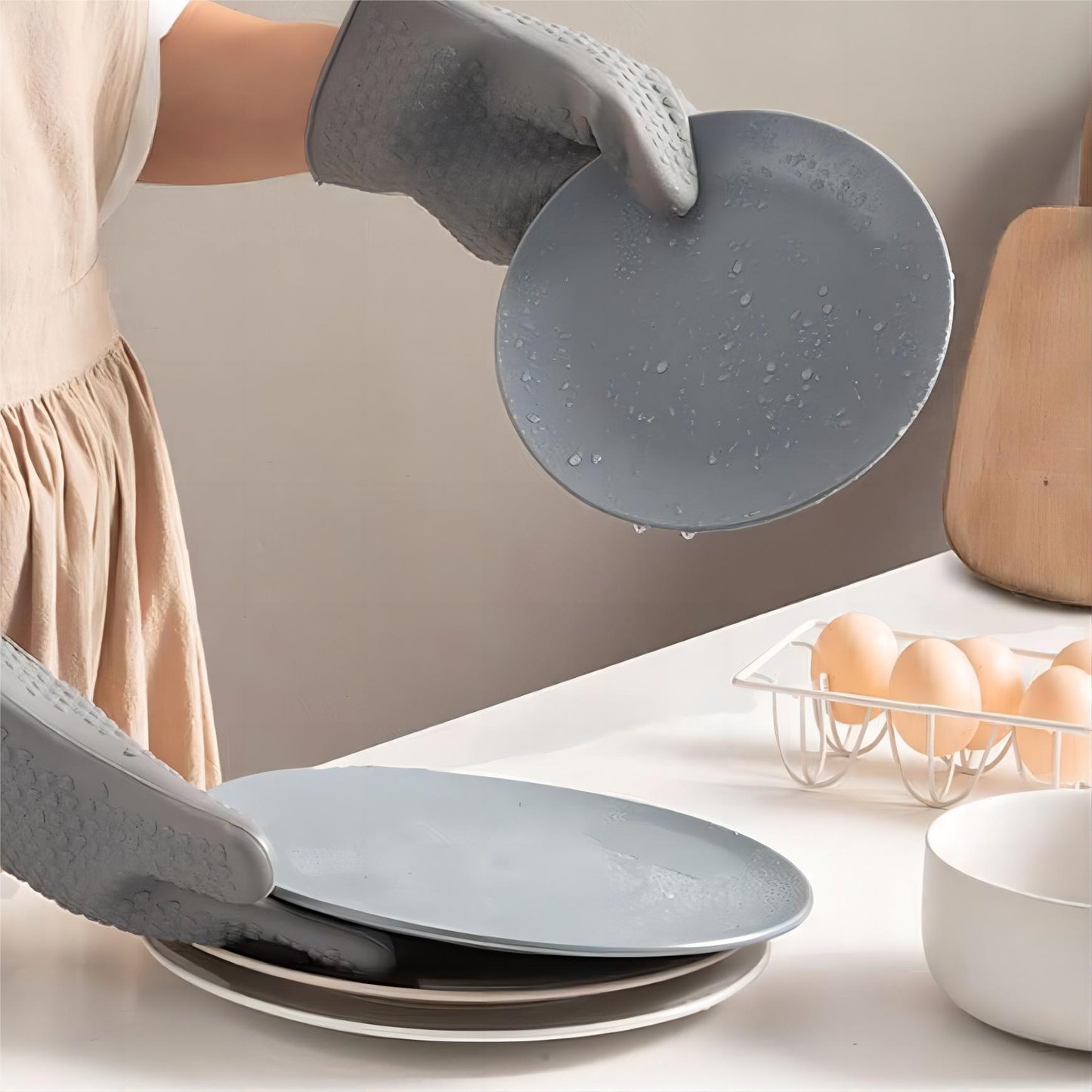 Guantes para Horno, Resistentes al Calor Manoplas de Silicona para Horno Antideslizantes Extra