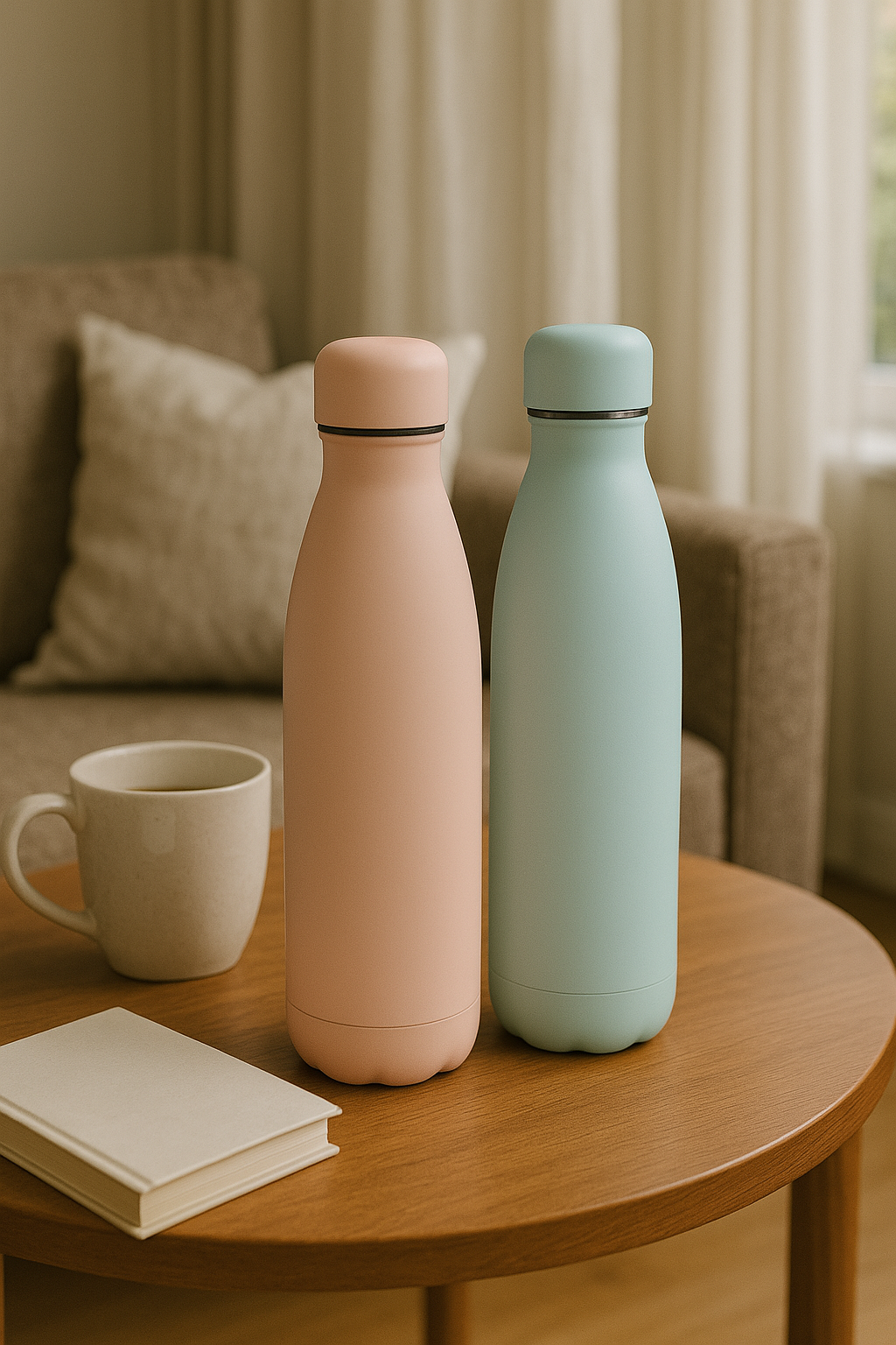 Termo y Botella Térmica con Tacto Goma, Mantén Tus Bebidas a la Temperatura Perfecta, Diseño Antideslizante y Resistente, Ideal para Viajes, Oficina y Deporte, Acero Inoxidable