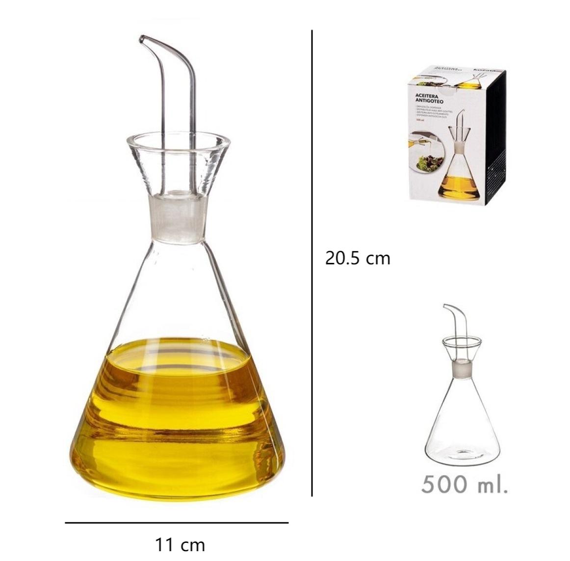 Aceitera Antigoteo Cristal 500 CC en Caja, 500ml