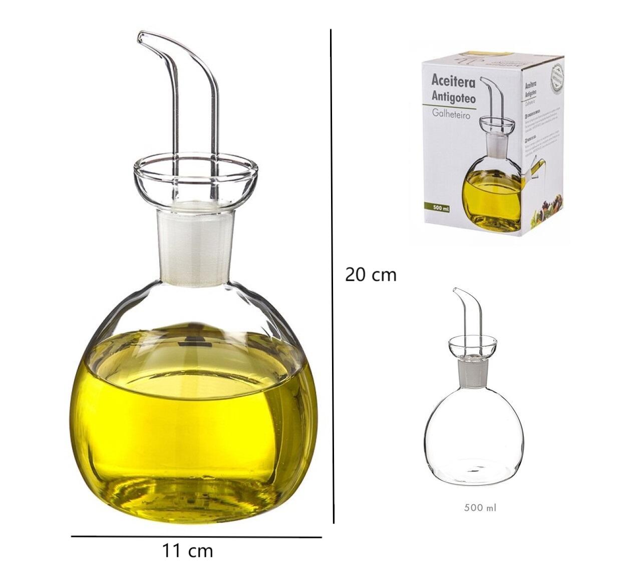 Aceitera de Cristal Antigoteo Forma Redonda 500 ml