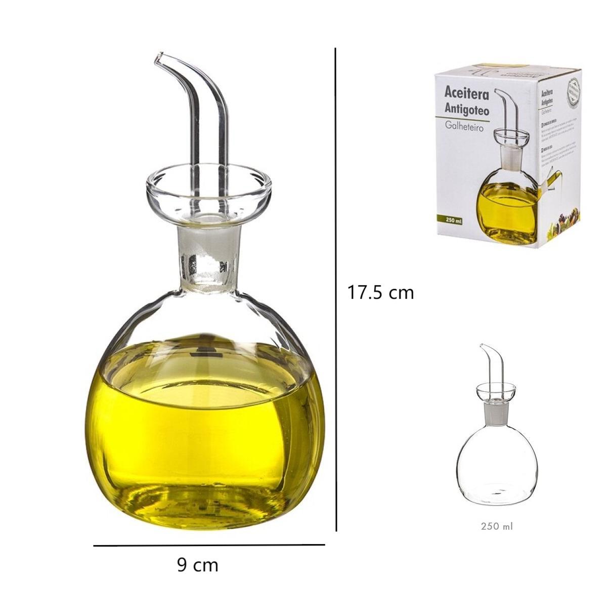 Aceitera de Cristal Antigoteo Forma Redonda 250 ml