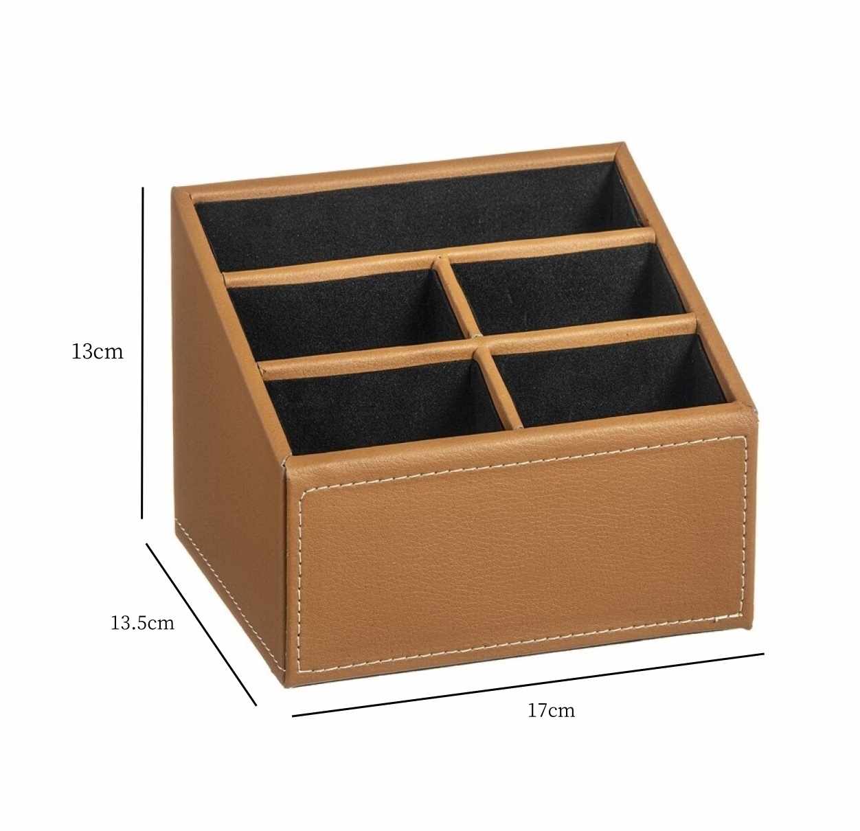 DAMDAM GO Portamandos Polipiel 5 Dept, Organizador Para Mandos, Escritorio de oficina, Caja de Almacenamiento Para Bolígrafo, Libro, Teléfono