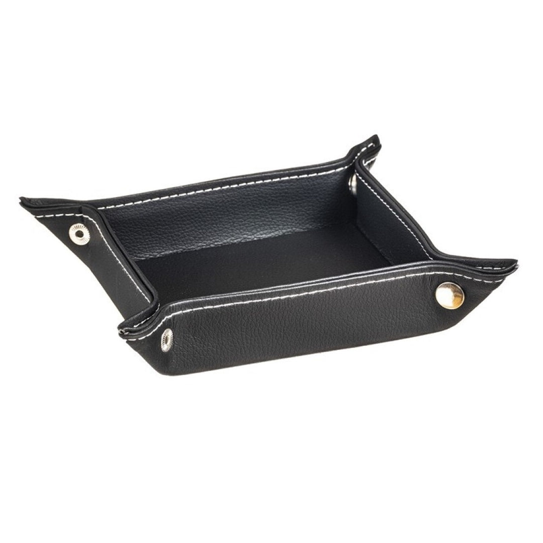 DAMDAM GO - Bandeja Vaciabolsillos para Dejar Llaves Monedas, Bandeja Polipiel, Plegable Cuadrado Práctica de Almacenamiento