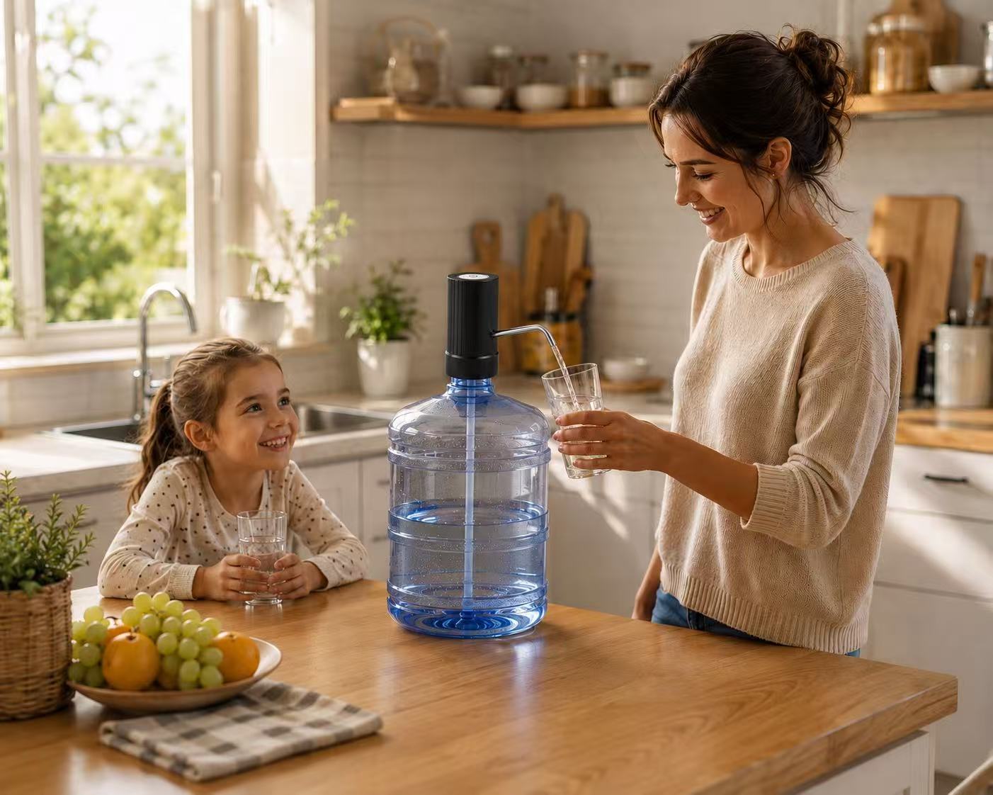 Dispensador de Agua para Garrafas 5L-20L, Bomba de Agua Eléctrica Automática USB-C Recargable, Adaptador Universal, Tubo de Acero Inoxidable, Compatible con la Mayoría de Bidones
