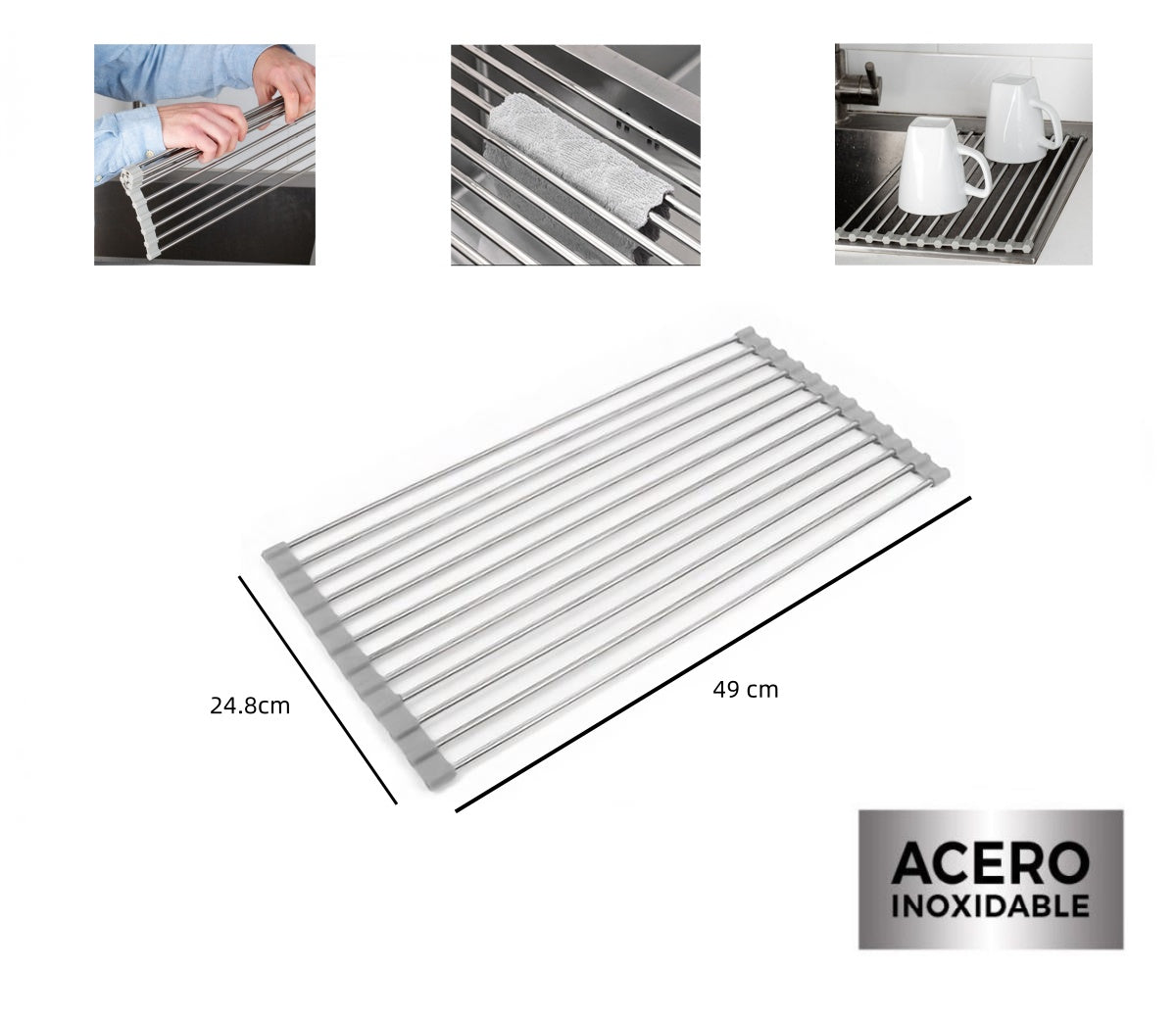 DAMDAM GO Escurreplatos sobre Fregadero, Escurridor de Platos Acero Inoxidable para Secar Frutas, Verduras y Platos