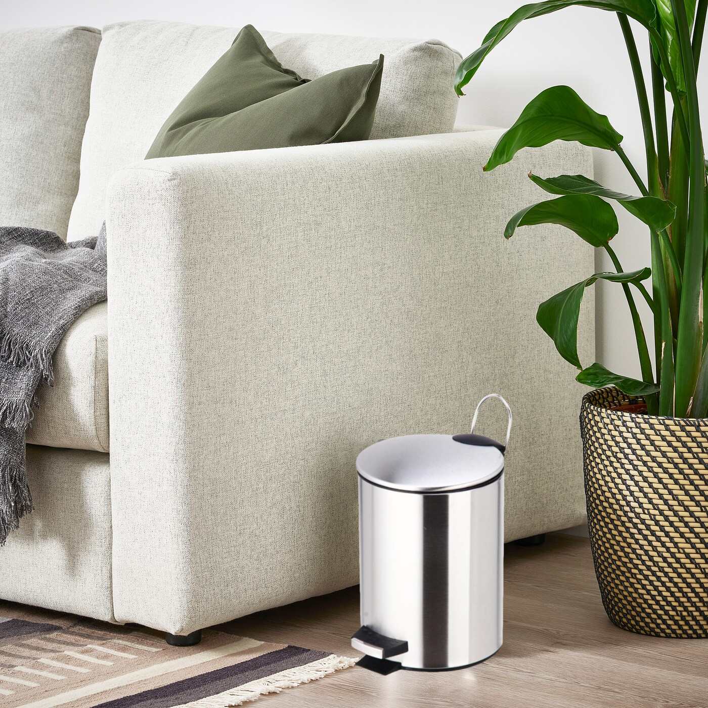 Papelera Baño Con Tapa de Metal 3L - Cubo de Basura Para Cocina, Habitación, Baño