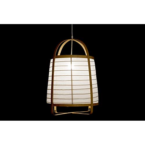 Lámpara de Techo Bambu Natural y Lino Blanco de Ø 44x64 cm