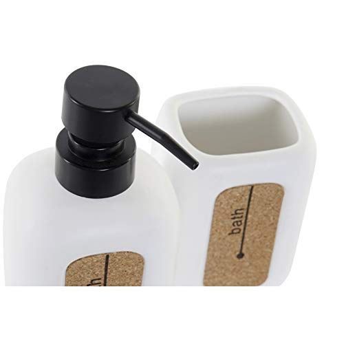 Set de baño Porcelana con Corcho Blanco 7,5x5x16 cm