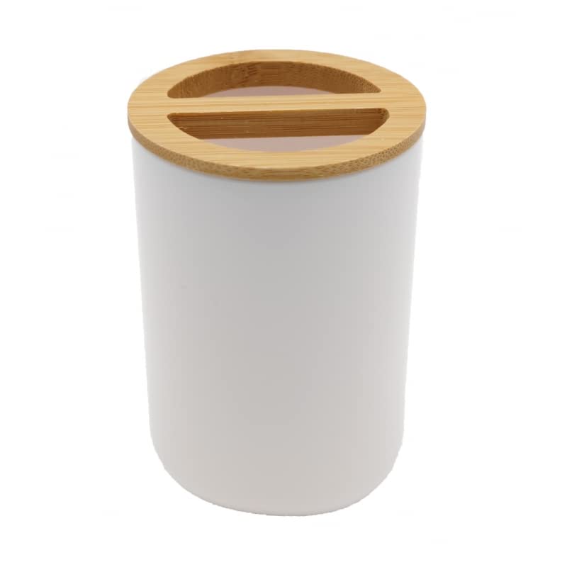 Set Accesorios Baño de Bambú Estilo nordico Blanco