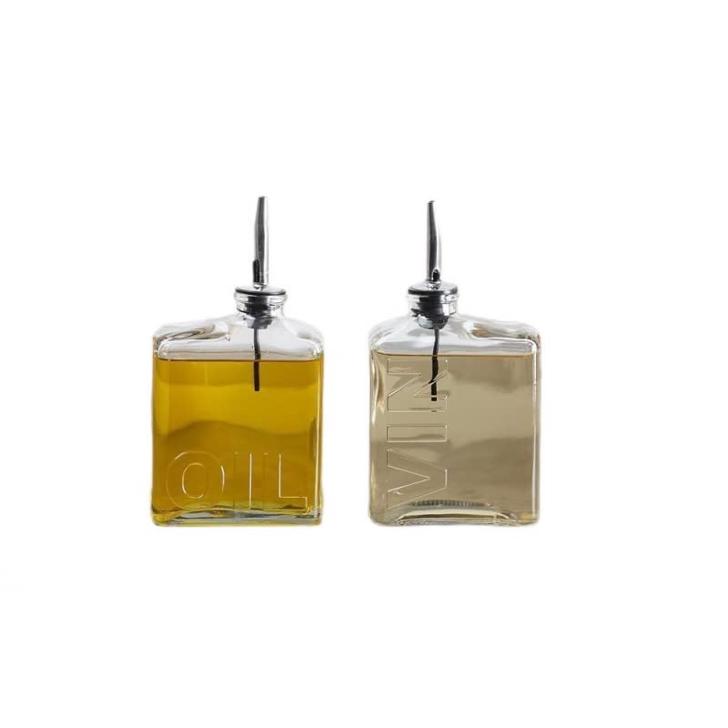 Juego de Aceitera/vinagrera con tapón dosificador de Acero Inoxidable - Cristal - 450 ml