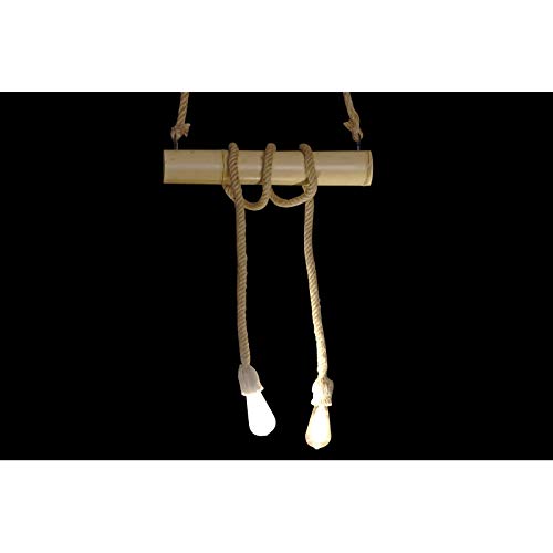 Lámpara de Techo Original Bambu Decorado Cuerda para 2 Bombillas