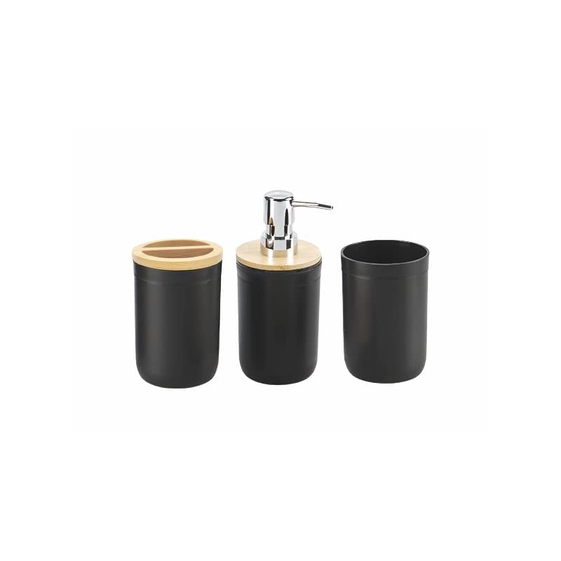 Set Accesorios Baño de Bambú Negro Estilo Factory