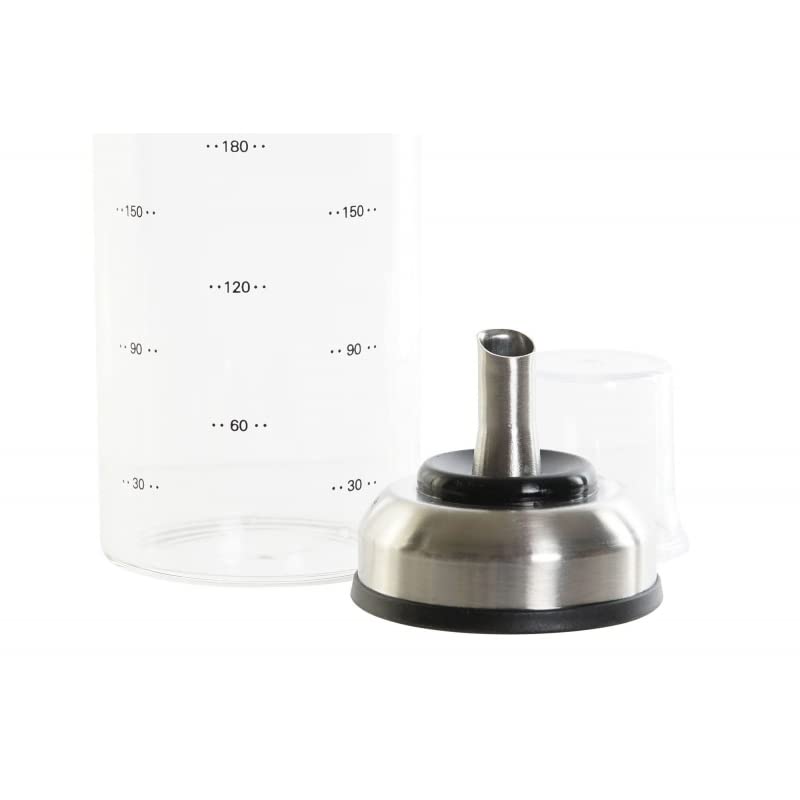 Aceitera Antigoteo de Cristal Borosilicato Tapón de Acero INOX con Tapa Que Se Abre Automatico para Cocina 550 ML