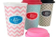 Mug diseño romantica colores con tapa de silicona (Set de 3 mug)