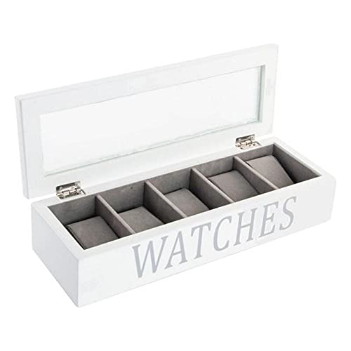 Joyero relojero madera cristal para 5 relojes 34x11x8 cm