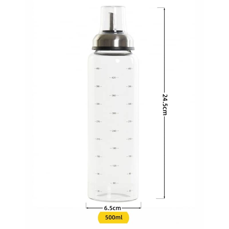 Aceitera Antigoteo de Cristal Borosilicato Tapón de Acero INOX con Tapa Que Se Abre Automatico para Cocina 550 ML