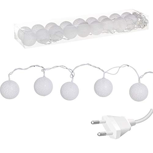 Guirnalda 18 leds bolas blanca enchufe