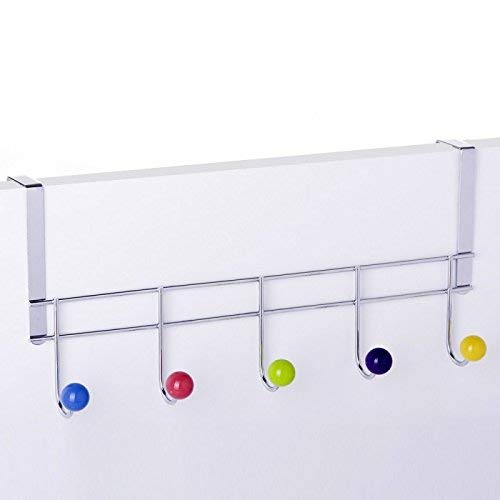 Percha puerta 5 ganchos hierro cromado 43 x 12 x 19 cm
