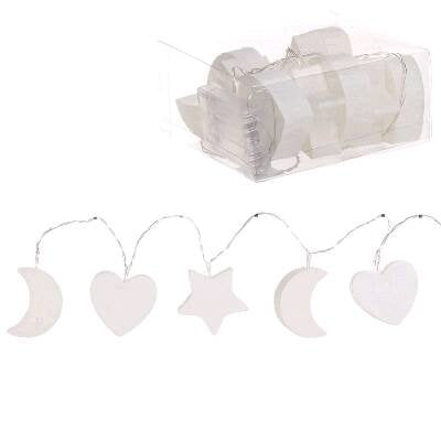 Guirnalda 18 Leds Blanca Corazon, Luna, Estrella