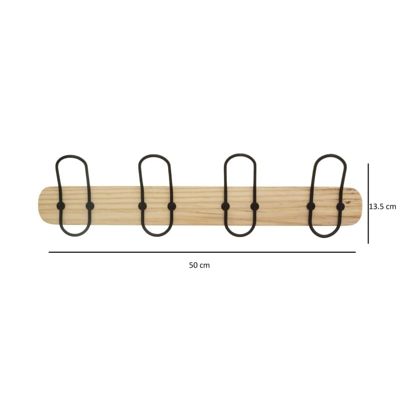 Perchero de Pared Madera Bambu con Ganchos Metal