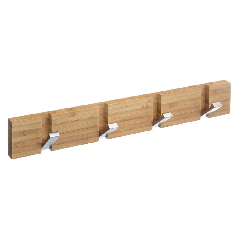 Perchero de Pared Madera Bambu con Ganchos Metal