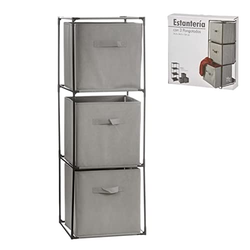 Estanteria con 3 Pongotodo, 3 estantes para Ropa Sucia, Muebles Auxiliares para almacenaje de Toallas