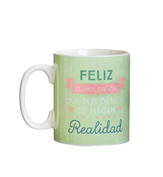 Mug XXL Feliz Cumpleaños, Cerámica, Verde, 13x10x12 cm