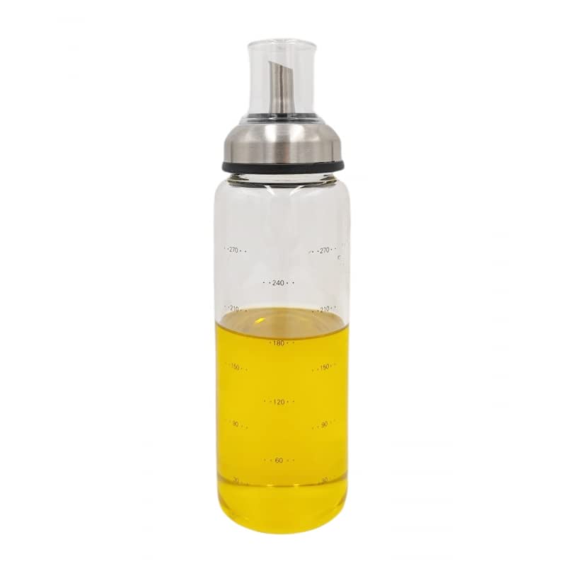 Aceitera Antigoteo de Cristal Borosilicato Tapón de Acero INOX con Tapa Que Se Abre Automatico para Cocina 550 ML