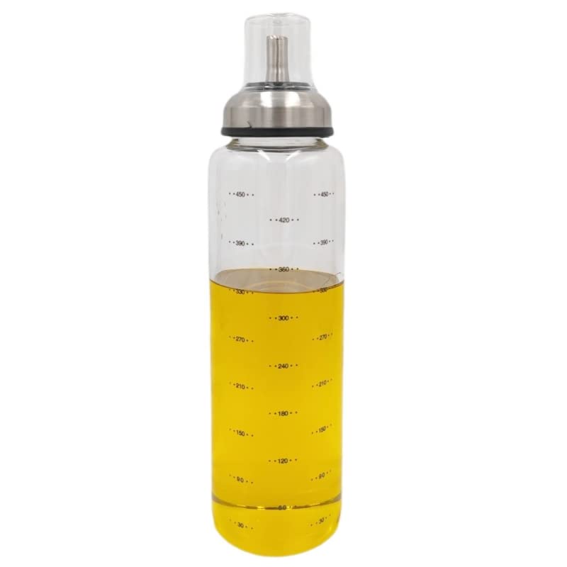 Aceitera Antigoteo de Cristal Borosilicato Tapón de Acero INOX con Tapa Que Se Abre Automatico para Cocina 550 ML
