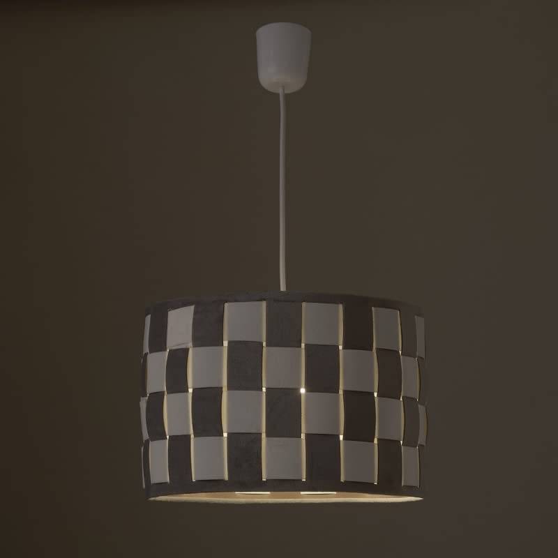 Lámpara de Techo Trenzada de Terciopelo y PVC Blanca y Gris de Ø 30x20 cm
