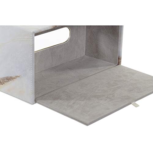 Caja para pañuelos de Piel sintética, diseño de mármol Blanco