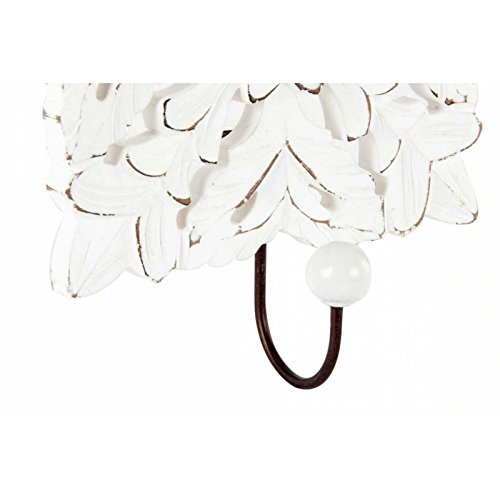 Perchero Pared Madera Tallada de 1 Colgador Blanco