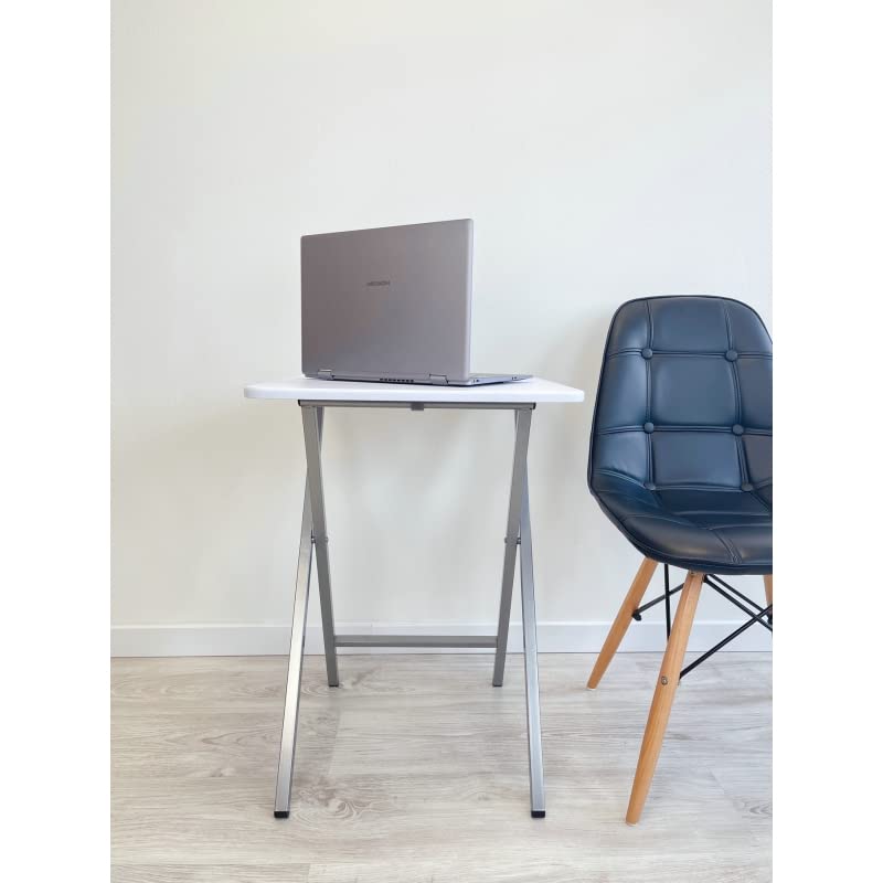 Mesa Cuadrado Plegable Blanca portatil Multifuncional, Mesas Auxiliares para casa 48x48x65 cm