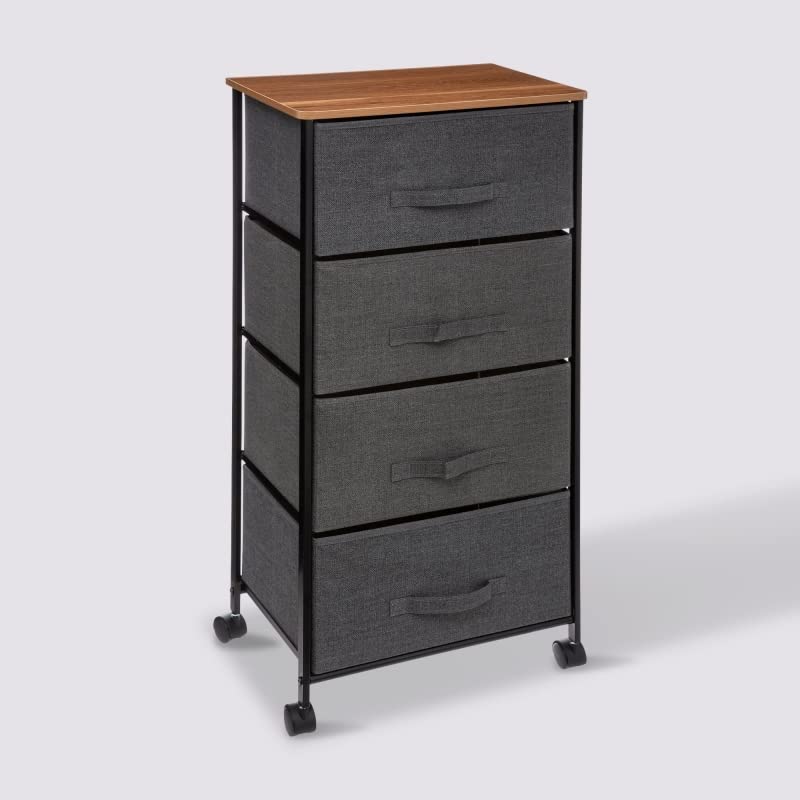 Cajonera de 4 cajones de Tela/Metal nórdica Gris Sin Ruedas