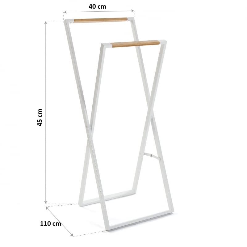 Toallero Metal con Madera bambú Estilo Nordico Plegable