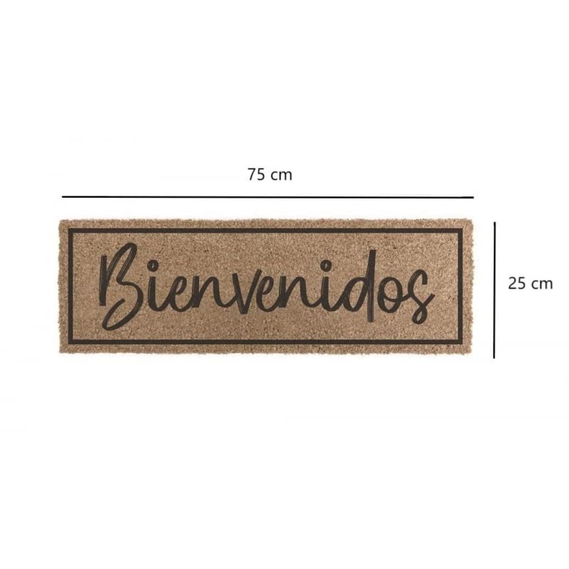 Felpudo de Fibra de Coco 75x25cm Antideslizantes - Alfombras Originales para la Entrada a Casa, Pasillos, Puertas de Exterior