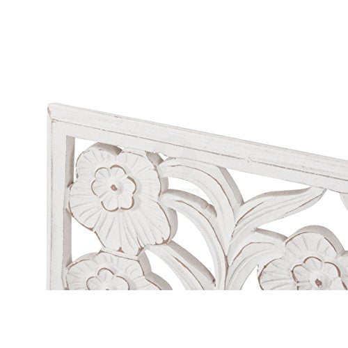 Mural romántico Blanco de Madera Floral