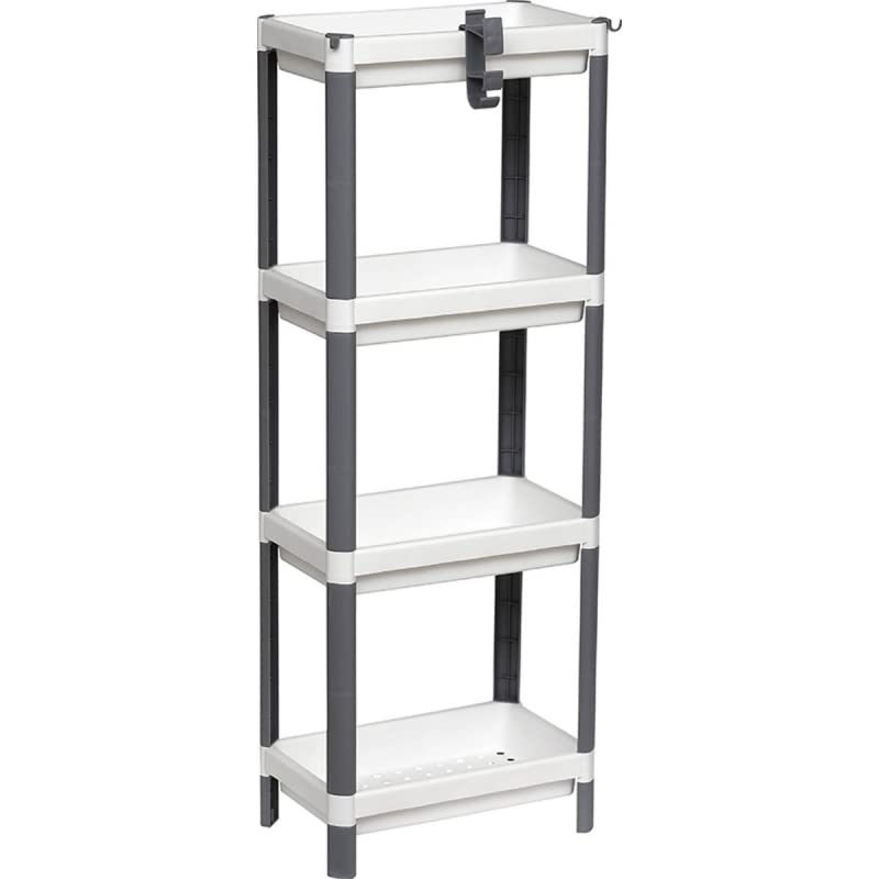 Estateria de Baño de 4 Niveles Estante Almacenamiento Blanco/Gris