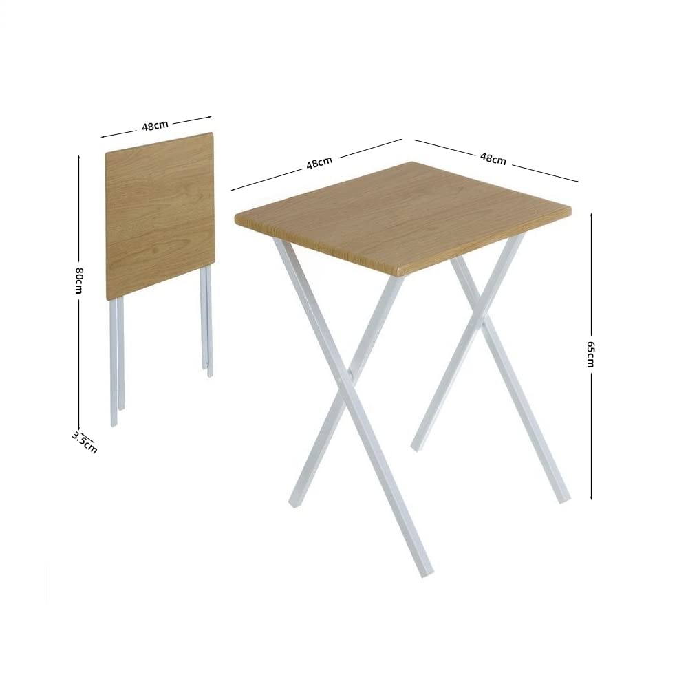 Mesa cuadrado plegable nordica Estructura de Acero Resistente, Mesas Auxiliares para casa 48x48x65 cm (Nordico)