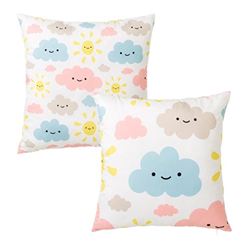 Juego de 2 Cojín de diseño Nubes Rosa de poliéster Infantil para Dormitorio Child