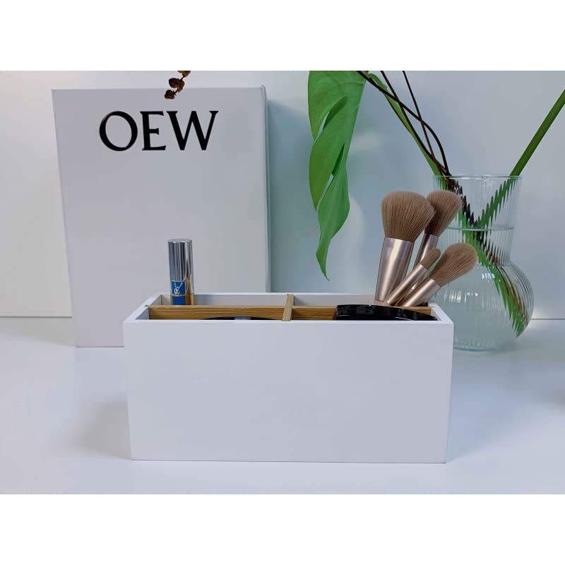 Caja Organizador de cosméticos, nordico con Compartimentos Blanco para baño