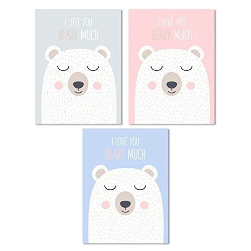 Pack de 3 Lienzo Infantil Decorativo Oso 30X40 3m