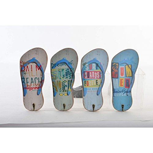 Set 4 Cuadro de Pared Madera Perchero Summer 10x30 cm