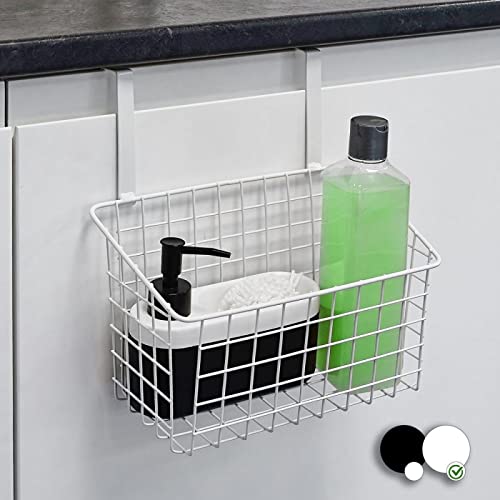 Cesta Colgante con Rejilla Blanca de Metal de 28x12x22 cm