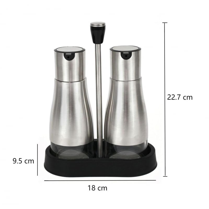 DAMDAM GO Set de Aceitera Vinagrera de Acero Inoxidable Cristal con Soporte