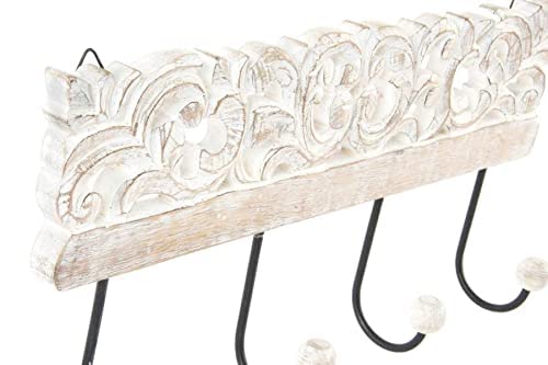 Perchero pared 4 colgador madera tallada 40x18 cm