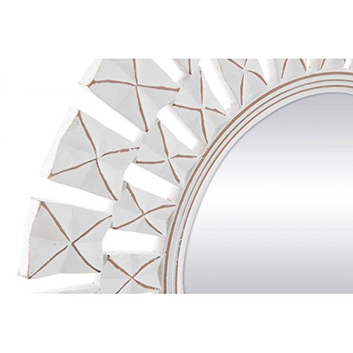 Mural Espejo Tallado de Madera Blanco 60 cm