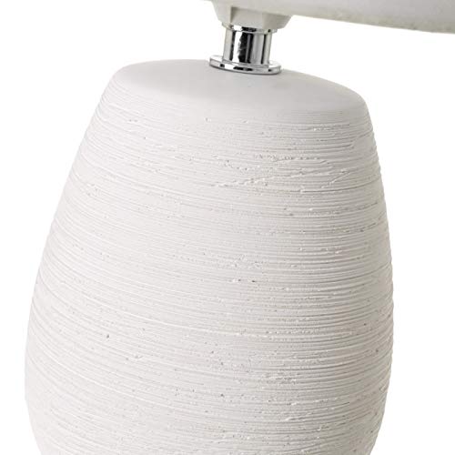 Lámpara de Mesa con tulipa rústica de cerámica Blanca, de ø 17x27 cm