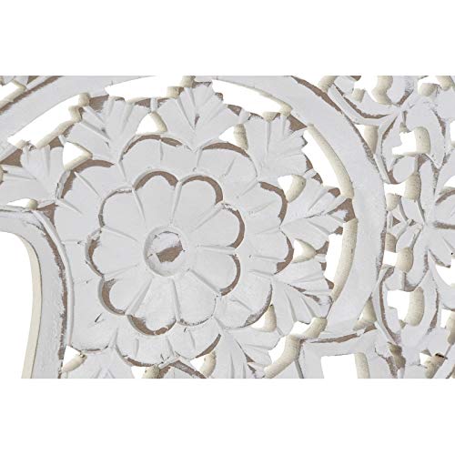 Mural Decoracion Pared Elefante Tallado Natural Blanco de Madera 44x26 cm